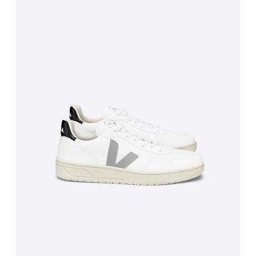 White/Grey/Black Men's Veja V-10 CWL Shoes | AU 281KOR